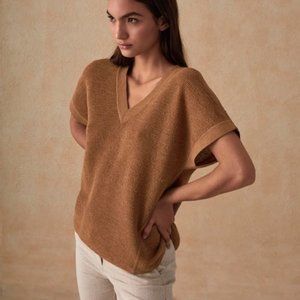 NWT LUSCIOUS 100% Baby Alpaca Sol Alpaca A-Shaped V-Neck Top size M